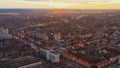 Gomel, Belarus. Homel Cityscape. Aerial View Of Skyline In Autumn Sunset Evening. Bird`s-eye View of City Streets