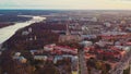 Gomel, Belarus. Homel Cityscape. Aerial View Of Skyline In Autumn Sunset Evening. Bird`s-eye View of City Streets
