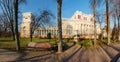 Gomel, Belarus - January 5, 2020: Rumyantsev Palace during the snow