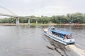 GOMEL, BELARUS - July 25, 2018: pleasure boats on the river Sozh.