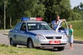 Gomel, Belarus - JULY 4, 2013: Traffic on the machine control traffic. issued fines offender.