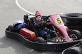 GOMEL, BELARUS - MARCH 8, 2010: Amateur competitions in races on karting track. organized recreation. Royalty Free Stock Photo