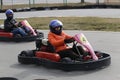 GOMEL, BELARUS - MARCH 8, 2010: Amateur competitions in races on karting track. organized recreation. Royalty Free Stock Photo