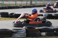 GOMEL, BELARUS - MARCH 8, 2010: Amateur competitions in races on karting track. organized recreation. Royalty Free Stock Photo