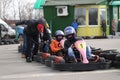 GOMEL, BELARUS - MARCH 8, 2010: Amateur competitions in races on karting track. organized recreation. Royalty Free Stock Photo