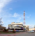 Gomel, Belarus - March 29, 2016 Business Center Alexandrov Plaza. Television tower. Sovetskaya