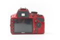 GOMEL, Belarus - MARCH 20, 2018: NIKON 3200 camera in red on a white background. Royalty Free Stock Photo