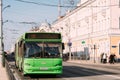 Gomel, Belarus. Traffic on Sovetskaya street in spring sunny day.