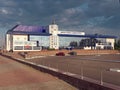 GOMEL, BELARUS - MAY 25, 2019: The building of the Palace of water sports in the early morning