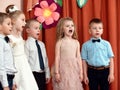 GOMEL, BELARUS - MAY 23, 2019: Children`s concert matinee dedicated to the end of kindergarten. Issue 2019