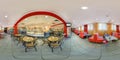 GOMEL, BELARUS - MAY 26, 2012: Full 360 panorama in equirectangular spherical equidistant projection in interier children`s cafe Royalty Free Stock Photo