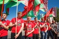 Unidentified Youth From Patriotic Party Brsm Holds Flags On The Celebration Of Victory Day. Royalty Free Stock Photo