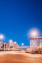 Gomel, Belarus. Railway Station Building And Hotel At Morning