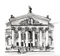 gomel drama theater, graphic sketch of architecture Royalty Free Stock Photo