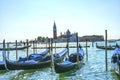 Gondalas San Giorgio Maggiore Church Grand Canal Boats Venice It Royalty Free Stock Photo