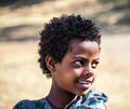 Gondar, Ethiopia - Feb 06, 2020: Ethiopian child on the roads near Gondar Royalty Free Stock Photo