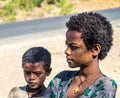 Gondar, Ethiopia - Feb 06, 2020: Ethiopian childs on the roads near Gondar Royalty Free Stock Photo