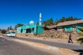 Gondar, Ethiopia - Feb 07, 2020: Mosque on the road from Gondar to the Simien mountains, Ethiopia, Africa