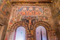 GONDAR, ETHIOPIA - MARCH 13, 2019: Colorfuly decorated interior of Debre Birhan (Berhan) Selassie church in