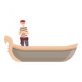 Gondola boat icon cartoon vector. Italian gondolier Royalty Free Stock Photo