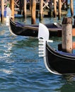 Gondola bow is comb-shaped and the 6 teeth represent the districts of Venice Royalty Free Stock Photo