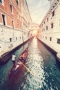 Gondola on canal with the Bridge of Sighs in Venice, Italy Royalty Free Stock Photo