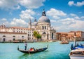 Gondola on Canal Grande with Basilica di Santa Maria della Salute, Venice, Italy Royalty Free Stock Photo