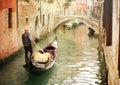 Gondola on canal in Venice Royalty Free Stock Photo