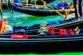 Gondola Closeup Colorful Grand Canal Gondola Venice Italy