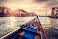 Gondola cruise on Grand Canal in Venice, Italy at sunset Royalty Free Stock Photo