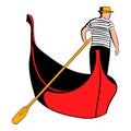 Gondola with gondolier icon cartoon