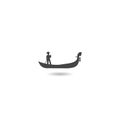 Gondola with gondolier icon with shadow Royalty Free Stock Photo