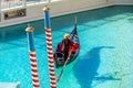Gondola and gondolier on the lake in Las Vegas.