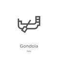 gondola icon vector from italy collection. Thin line gondola outline icon vector illustration. Outline, thin line gondola icon for