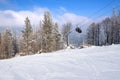 Gondola lift over the ski slope in Szczyrk Royalty Free Stock Photo