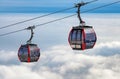 Gondola lift in resort Tatranska Lomnica in High Tatras mountains at Slovakia Royalty Free Stock Photo