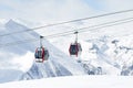 The gondola lift to the ski resort Royalty Free Stock Photo
