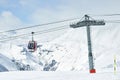 The gondola lift to the ski resort Royalty Free Stock Photo