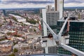 Gondola on the Main tower with window cleaners Royalty Free Stock Photo