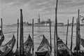 Gondola moored at Molo San Marco in Venice Italy