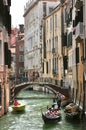 Gondola ride in Venice , Italy