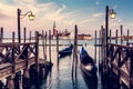 Gondola ride in Venice, Italy at sunset Royalty Free Stock Photo