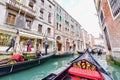 Gondola Rides, or Traditional Venetian Boat Along Venice Canal Royalty Free Stock Photo