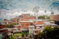 Gondola Ropeway city landscape. Medellin Colombia cable car