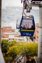 Gondola Ropeway city landscape. Medellin Colombia cable car