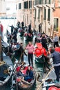 Gondola rush hour in Venice