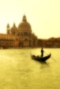 Gondola and Santa Maria della Salute basilica. Royalty Free Stock Photo