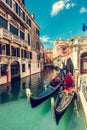 Gondola on scenic canal in Venice, Italy Royalty Free Stock Photo