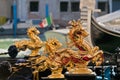 Gondola golden horses detail at Venice, Italy