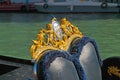 Gondola golden seat detail at Venice, Italy